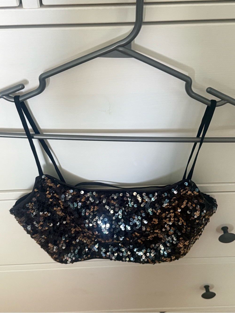 Garage Black Sequin Crop Top